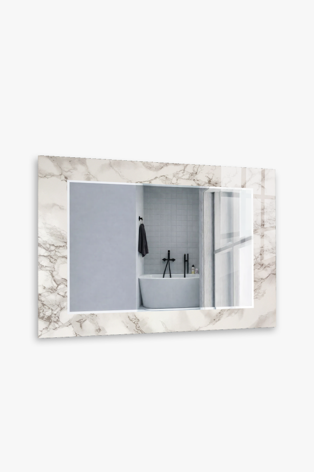 HEM TABLO HEM AYNA BEYAZ MERMER LÜKS TASARIM CAM DUVAR AYNASI EV DEKORU