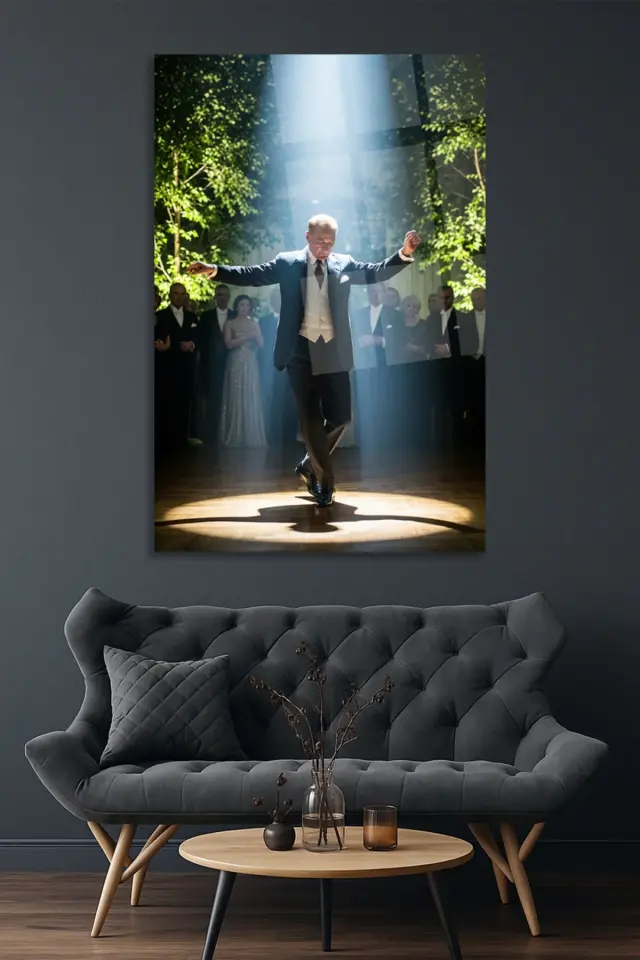 ATATÜRK ZEYBEK OYNARKEN CAM TABLO ATATÜRK YAPAY ZEKA TABLO ATATÜRK TABLOSU OFİS HEDİYESİ Yeşil