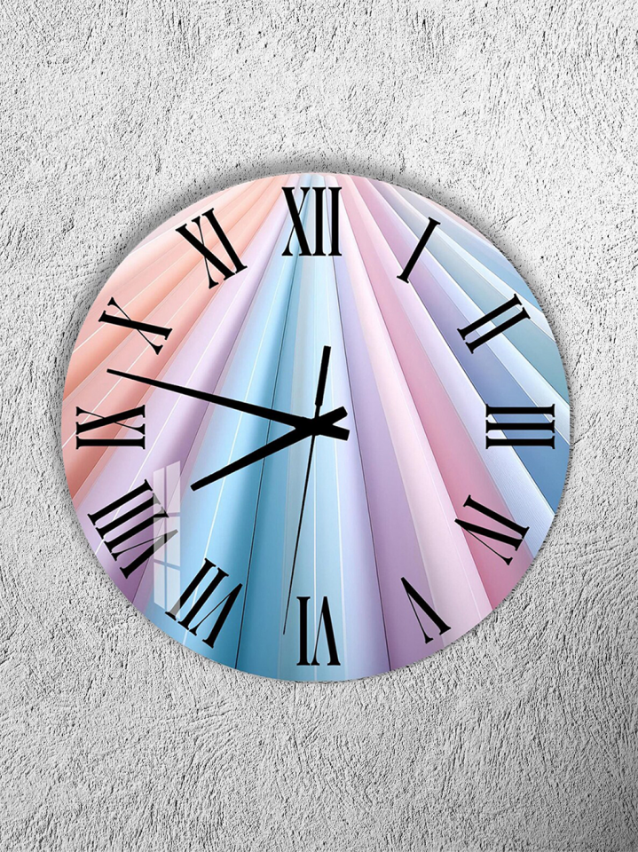 KIRILMAZ CAM DUVAR SAATİ, HEM TABLO HEM SAAT PASTEL IŞINLI GRADYAN SOYUT TASARIM EV OFİS HEDİYESİ