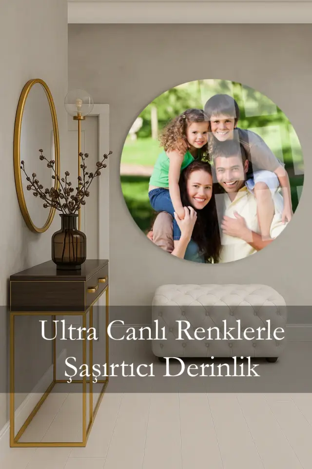 KİŞİYE ÖZEL MODERN YUVARLAK KIRILMAZ CAM TABLO LOGO BASKI, ÖZEL FOTOĞRAF BASKI EV HEDİYESİ TABLO