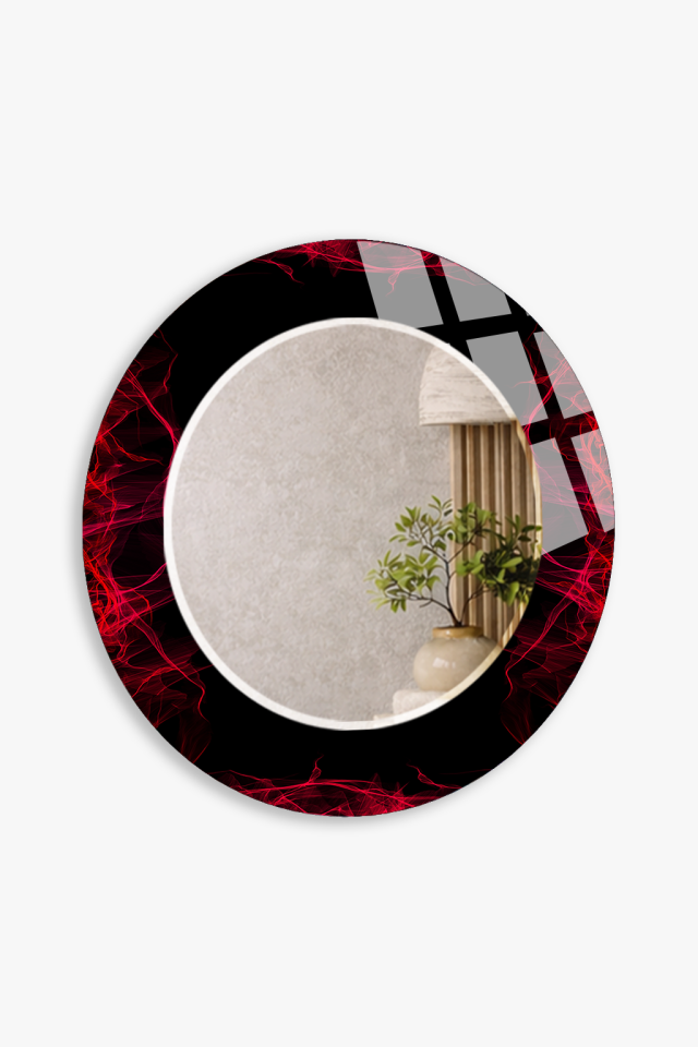 HEM TABLO HEM AYNA KIRMIZI NEON SOYUT IŞIK DESEN CAM DUVAR AYNASI EV DEKORU