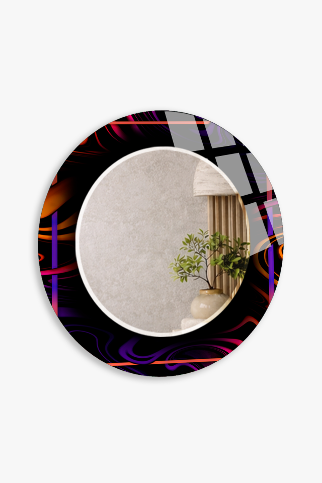 HEM TABLO HEM AYNA RENKLİ AKIŞKAN SOYUT SANAT DESEN CAM DUVAR AYNASI EV DEKORU