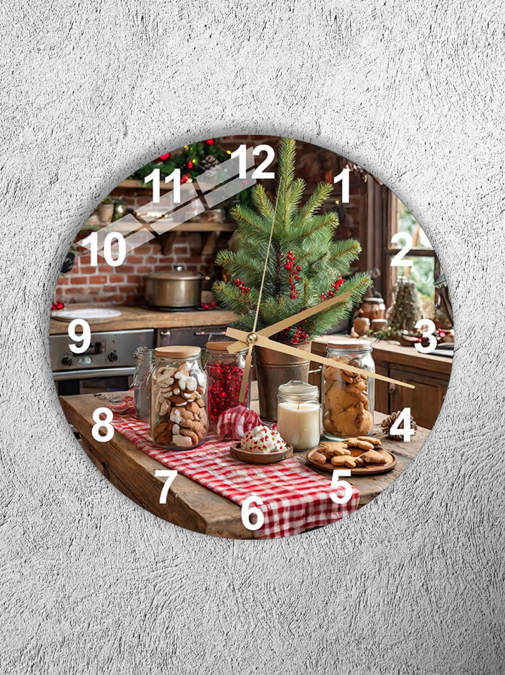 KIRILMAZ CAM DUVAR SAATİ, HEM TABLO HEM SAAT RUSTİK MUTFAK YILBAŞI TEMASI EV OFİS HEDİYESİ