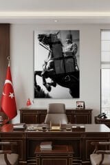 ATATÜRK AT ÜSTÜNDE CAM TABLO KIRILMAZ LÜKS CAM TABLO YÜKSEK ÇÖZÜNÜRLÜKLÜ OFİS HEDİYESİ TABLO