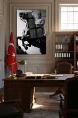 ATATÜRK AT ÜSTÜNDE CAM TABLO KIRILMAZ LÜKS CAM TABLO YÜKSEK ÇÖZÜNÜRLÜKLÜ OFİS HEDİYESİ TABLO
