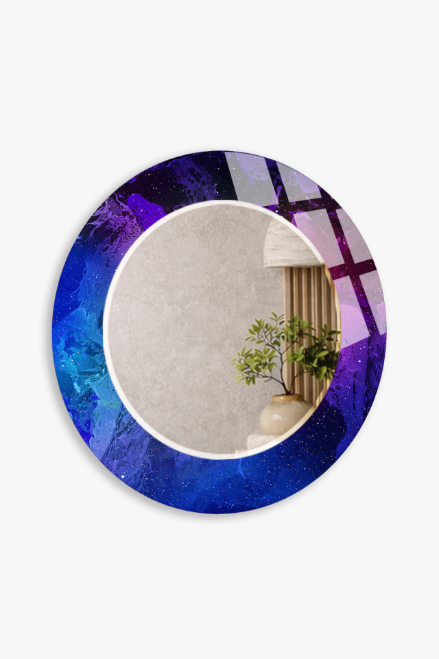 HEM TABLO HEM AYNA MOR AKIŞKAN SOYUT SANAT DESEN CAM DUVAR AYNASI EV DEKORU