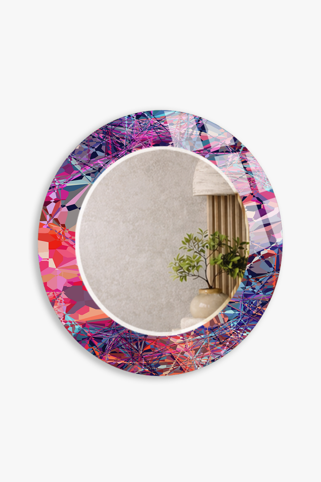 HEM TABLO HEM AYNA PRİZMATİK SOYUT DESEN CAM DUVAR AYNASI EV DEKORU