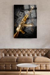 Dolar Ve Altin Si̇lah Tasarimi Mafi̇a Tablosu Ev Hedi̇yesi̇ Kirilmaz Lüks Modern Cam Tablo