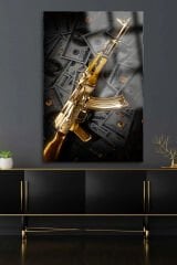 Dolar Ve Altin Si̇lah Tasarimi Mafi̇a Tablosu Ev Hedi̇yesi̇ Kirilmaz Lüks Modern Cam Tablo