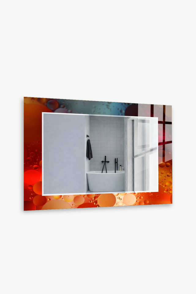 HEM TABLO HEM AYNA TURKUAZ MERMER DALGA DESEN CAM DUVAR AYNASI EV DEKORU