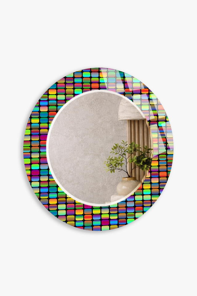 HEM TABLO HEM AYNA RENKLİ 3D KÜP TASARIM CAM DUVAR AYNASI EV DEKORU