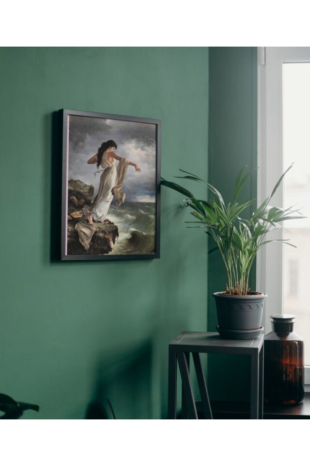 Çok Renkli - Sappho'nun Ölümü-Selva Mitoloji Pinterest Poster Çerçeveli Yüksek Kaliteli Tasarım Tablo