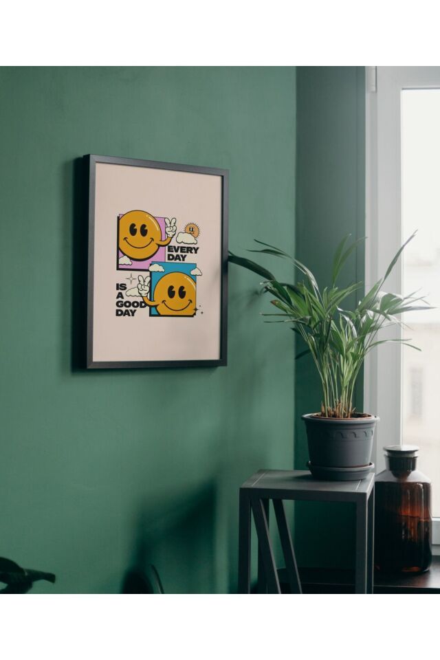 Çok Renkli - Every Day Is Good Day Motivasyon Pinterest Poster Çerçeveli Yüksek Kalite Dekorasyon Tasarım Tablo