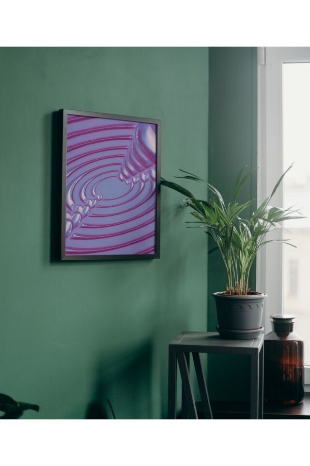 Çok Renkli - Kalpli Yörünge Silver Hologram Pinterest Poster Çerçeveli Yüksek Kalite Dekorasyon Tasarım Tablo