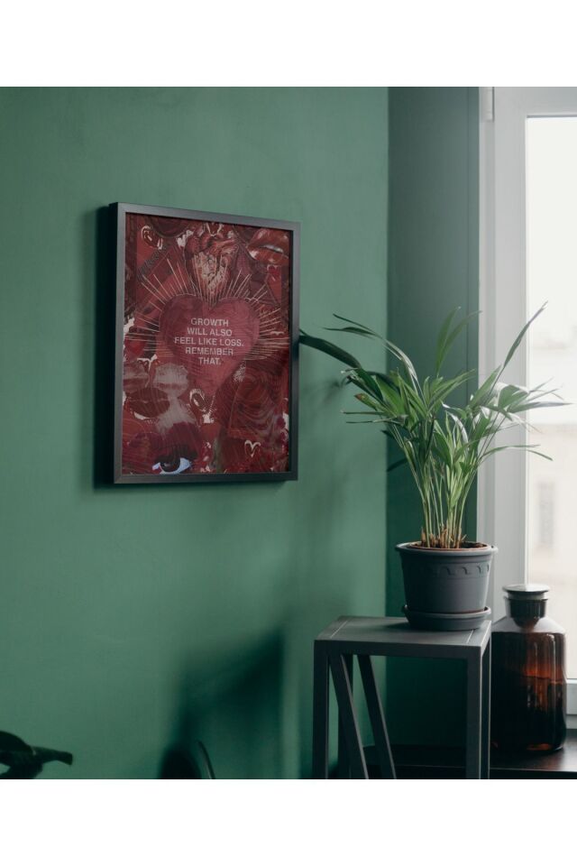 Çok Renkli - Growth Feelings Red Motivation Pinterest Poster Çerçeveli Yüksek Kalite Dekorasyon Tasarım Tablo