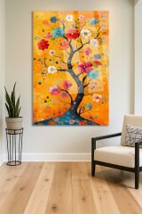 RENGARENK ÇİÇEK AÇAN AĞAÇ YÜKSEK KALİTE MODERN KIRILMAZ LÜKS CAM TABLO LÜKS TABLO