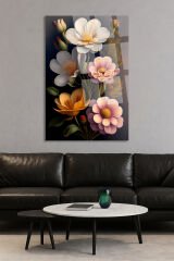 MODERN ÇİÇEK GÖRSELİ SALON TABLOSU YÜKSEK KALİTE MODERN KIRILMAZ LÜKS CAM TABLO LÜKS TABLO