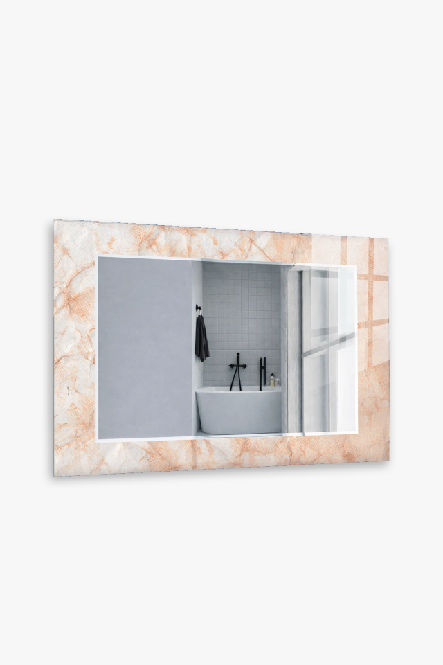 HEM TABLO HEM AYNA KREM MERMER TASARIM CAM DUVAR AYNASI EV DEKORU