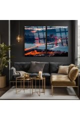 2 PARÇA HARİKA İSTANBUL MANZARASI SET MODERN TABLO ULTRA CANLI RENKLİ KIRILMAZ CAM TABLO EV HEDİYESİ