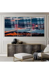 3 PARÇA HARİKA İSTANBUL MANZARASI SET MODERN TABLO ULTRA CANLI RENKLİ KIRILMAZ CAM TABLO EV HEDİYESİ