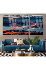 3 PARÇA HARİKA İSTANBUL MANZARASI SET MODERN TABLO ULTRA CANLI RENKLİ KIRILMAZ CAM TABLO EV HEDİYESİ