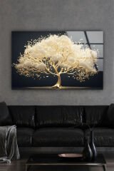 GOLD HAYAT AĞACI TABLO GÖRSELİ ULTRA CANLI RENKLİ KIRILMAZ CAM TABLO EV HEDİYESİ