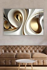 GOLD DETAYLI GRİ MERMER YATAY TABLO ULTRA CANLI RENKLİ KIRILMAZ CAM TABLO