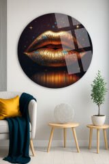 KADIN DUDAĞI TABLOSU KIRILMAZ YUVARLAK CAM TABLO LÜKS EV HEDİYESİ ULTRA CANLI RENKLİ