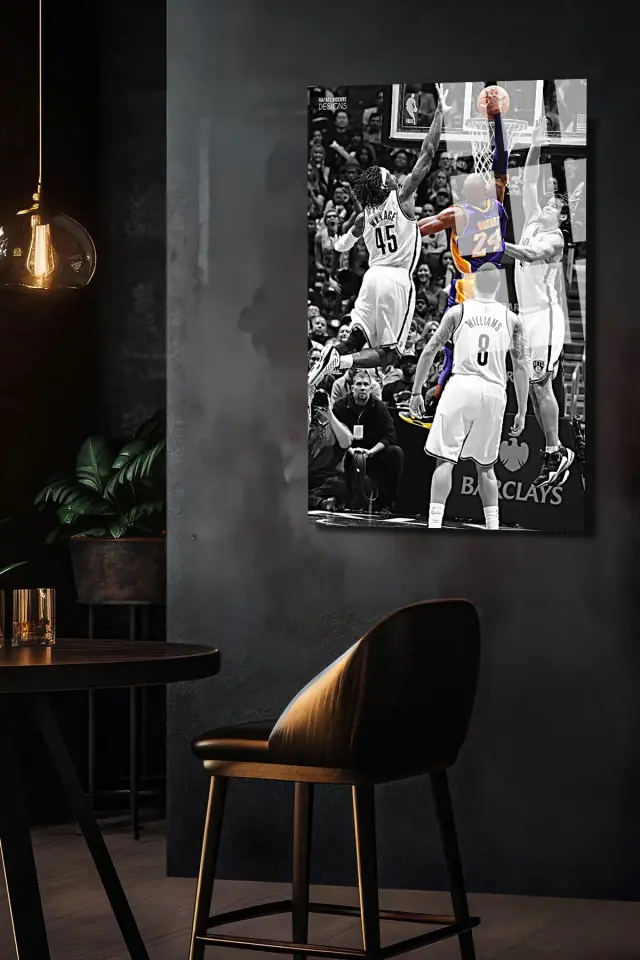 Kobe Bryant Kara Mamba Ultra Canlı Renkli Kırılmaz Cam Tablo Ev Hediyesi Siyah