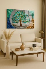 Zümrüt Ve Elmas Ağaç Tasarımı Modern Cam Tablo – Salon, Yatak Odası, Ofis İçin Şık Duvar Tablosu