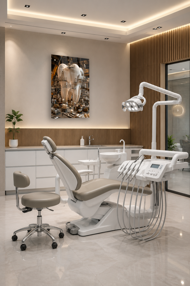 KIRILMAZ CAM TABLO DİŞ HEKİMLİĞİ MİNİATÜR SANAT TASARIMI MUAYENEHANE KLİNİK OFİS DEKORU