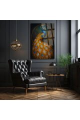 Tavus Kuşu Elmas Detay Tasarım Modern Cam Tablo – Salon, Yatak Odası, Ofis İçin Şık Duvar Tablosu