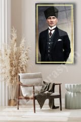 Atatürk Portre Cam Tablo Ev Ofis Salon İçin Hediyelik Duvar Dekoru Büyük Tablo