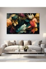 Renkli Yapraklar Cam Tablo Ev Ofis Salon İçin Duvar Dekoru Büyük Tablo