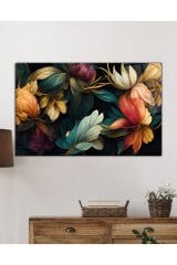 Renkli Yapraklar Cam Tablo Ev Ofis Salon İçin Duvar Dekoru Büyük Tablo