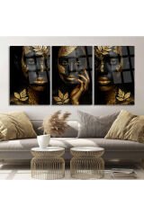 3 LÜ ALTIN DETAYLI AFRİKALI KADIN TABLOSU PARÇALI SET TABLO KIRILMAZ LÜKS CAM TABLO EV HEDİYESİ