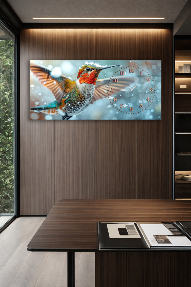 KIRILMAZ CAM DUVAR SAATİ , HEM TABLO HEM SAAT DOĞA VE KUŞ TEMALI CAM DUVAR SAATİ EV,OFİS HEDİYESİ