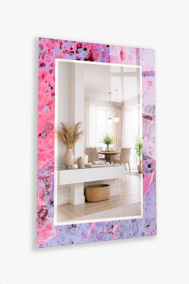 HEM TABLO HEM AYNA PEMBE MERMER SOYUT CAM DUVAR AYNASI EV DEKORU