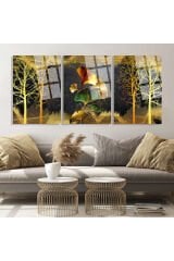 3 LÜ HARİKA RENK UYUMU VE ALTIN DETAYLAR KIRILMAZ LÜKS CAM TABLO EV HEDİYESİ