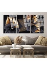 3 LÜ PARÇALI ÇİÇEK SET TABLO KIRILMAZ LÜKS CAM TABLO EV HEDİYESİ