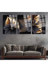 3 LÜ PARÇALI ÇİÇEK SET TABLO KIRILMAZ LÜKS CAM TABLO EV HEDİYESİ