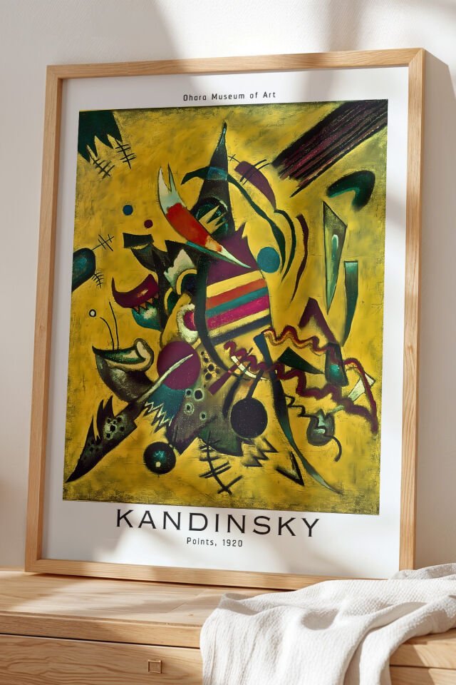 DOĞAL AHŞAP - Wassily Kandinsky - Soyut Denge - Ahşap Çerçeveli Duvar Tablosu