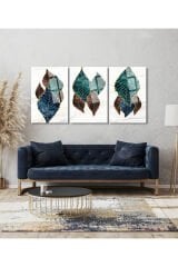 3 LÜ HARİKA RENK UYUMU MODERN GOLD DETAYLI PARÇALI SET TABLO KIRILMAZ LÜKS CAM TABLO EV HEDİYESİ