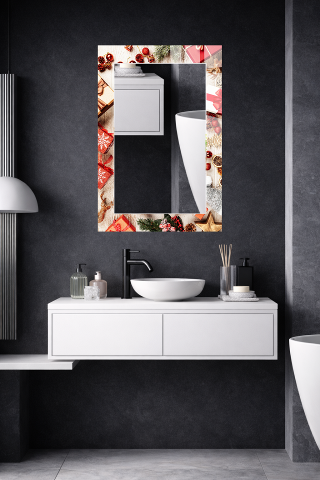 HEM TABLO HEM AYNA YILBAŞI HEDİYELİK TEMALI CAM DUVAR AYNASI EV DEKORU