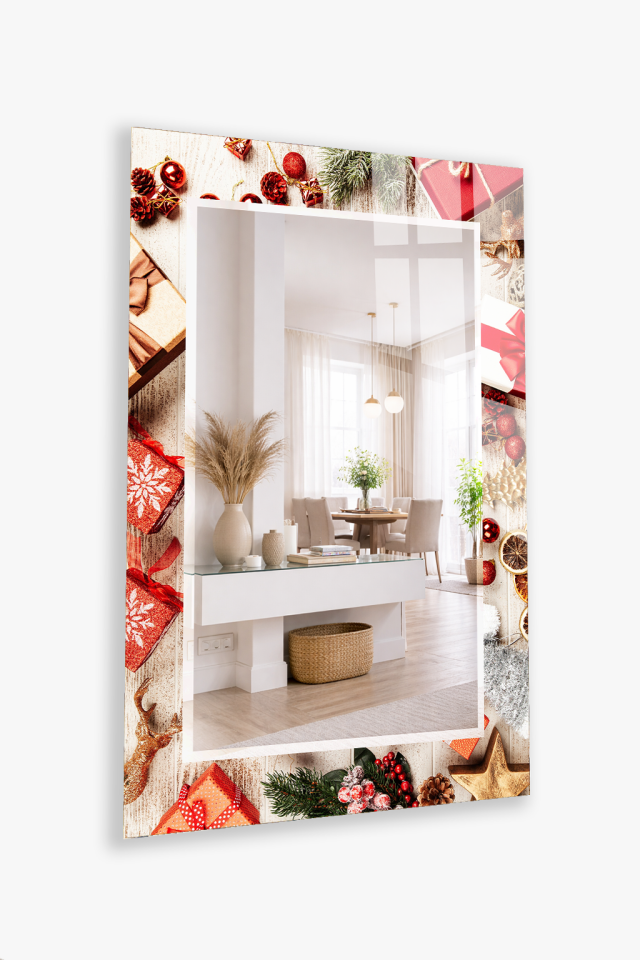 HEM TABLO HEM AYNA YILBAŞI HEDİYELİK TEMALI CAM DUVAR AYNASI EV DEKORU