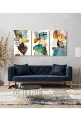 3 LÜ HARİKA RENK UYUMU MODERN GOLD DETAYLI PARÇALI SET TABLO KIRILMAZ LÜKS CAM TABLO EV HEDİYESİ