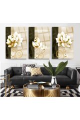 3 LÜ SET TABLO ÇİÇEK HARİKA RENK UYUMU KIRILMAZ LÜKS CAM TABLO EV HEDİYESİ