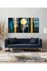 3 LÜ GOLD DETAYLI MODERN PARÇALI SET TABLO KIRILMAZ LÜKS CAM TABLO EV HEDİYESİ