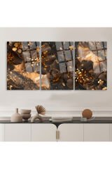 3 LÜ IŞILDAYAN PARILTILI ÇİÇEKLER PARÇALI SET TABLO KIRILMAZ LÜKS CAM TABLO EV HEDİYESİ