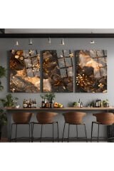 3 LÜ IŞILDAYAN PARILTILI ÇİÇEKLER PARÇALI SET TABLO KIRILMAZ LÜKS CAM TABLO EV HEDİYESİ